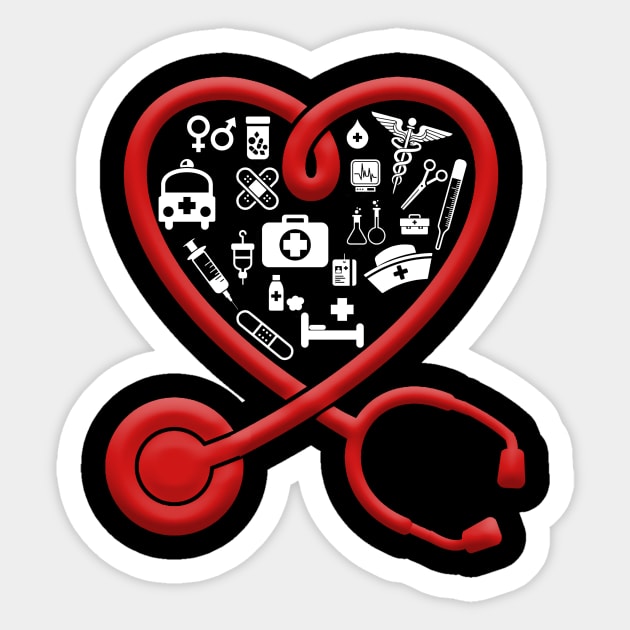 Nurse Valentine_s Day Heart Stethoscope Sticker by Danielsmfbb